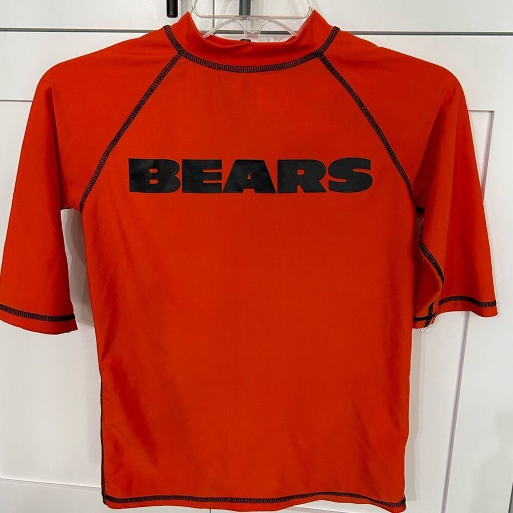 Chicago Bears NFL Boys Rash Guard Shirt Orange Athletic Top Size L 14/16